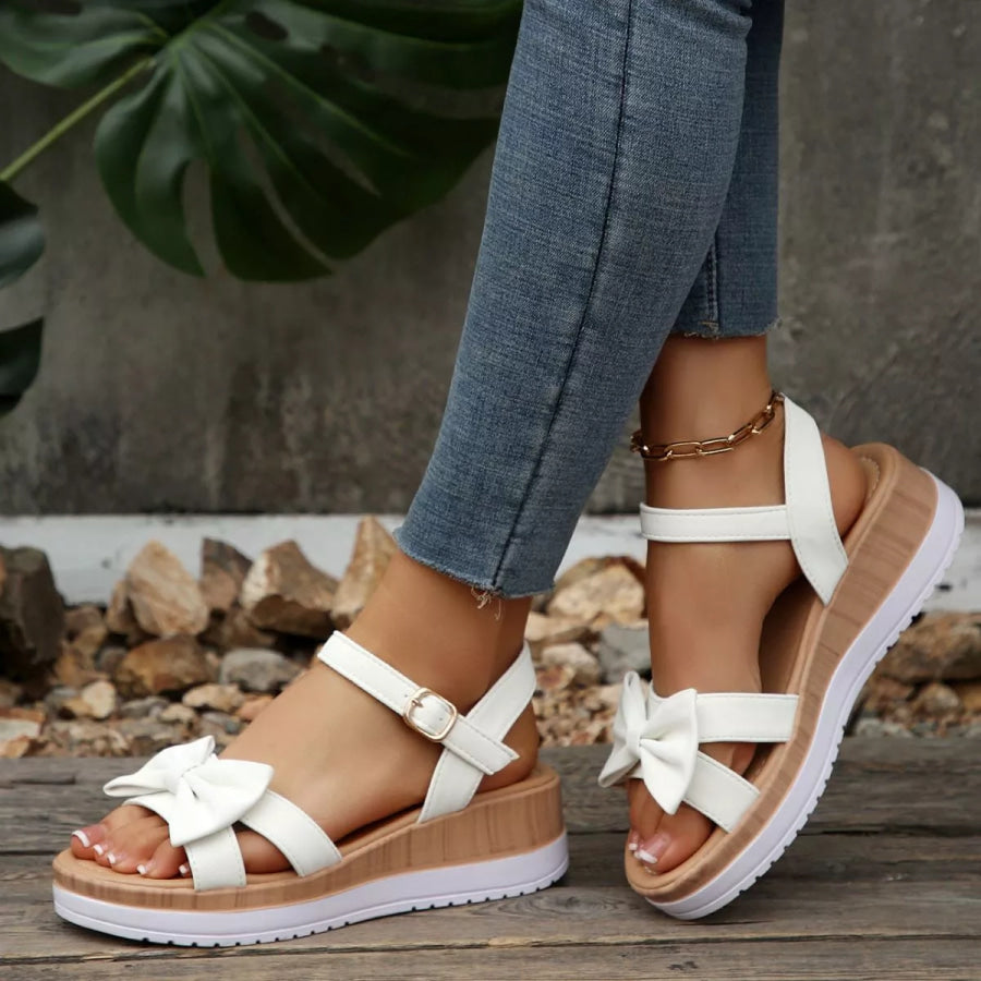 Open Toe Wedge Sandals White / 36 Apparel and Accessories