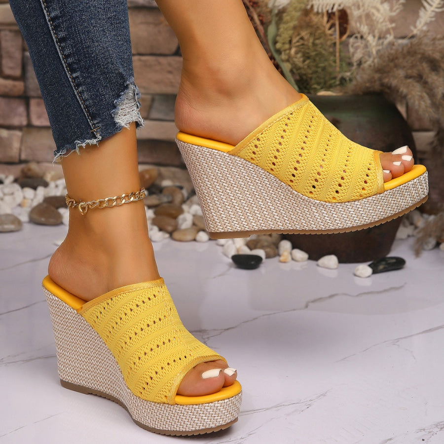 Open Toe Wedge Sandals Yellow / 35 Apparel and Accessories