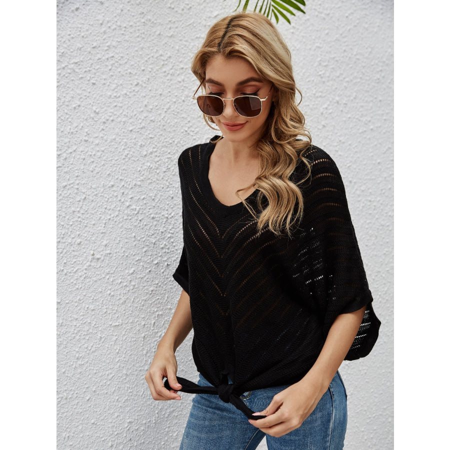 Openwork Batwing Sleeve Cover - Up Apparel and Accessories