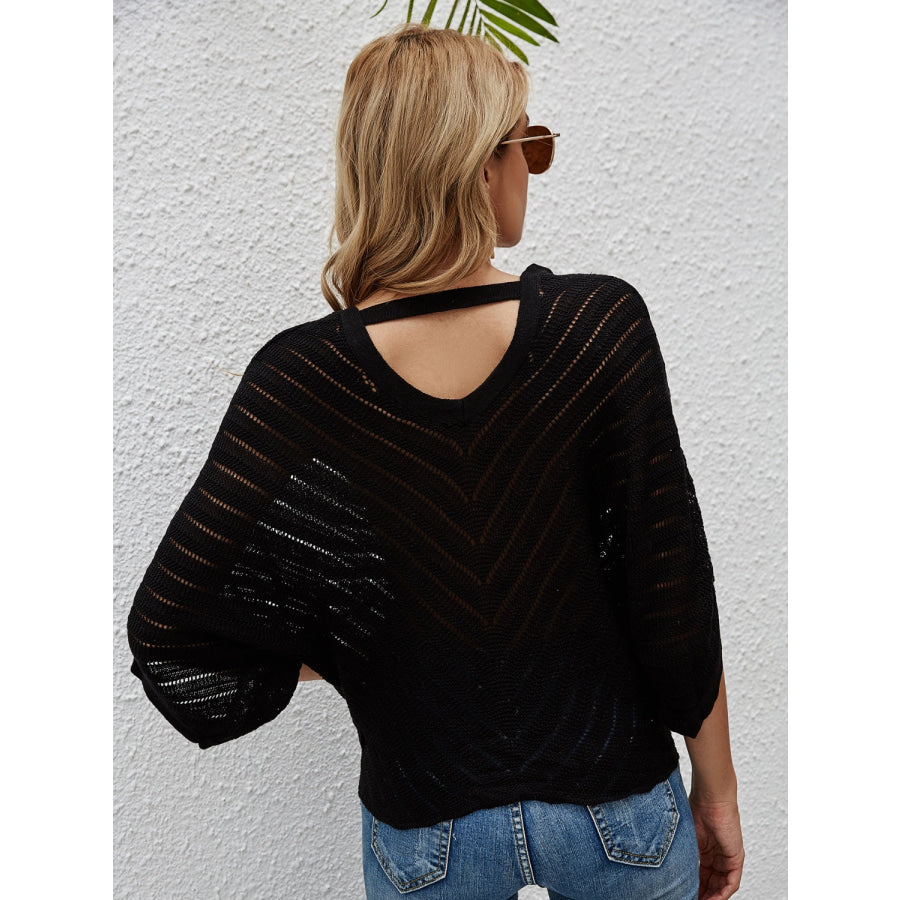 Openwork Batwing Sleeve Cover - Up Apparel and Accessories