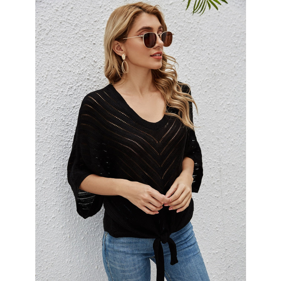 Openwork Batwing Sleeve Cover - Up Apparel and Accessories