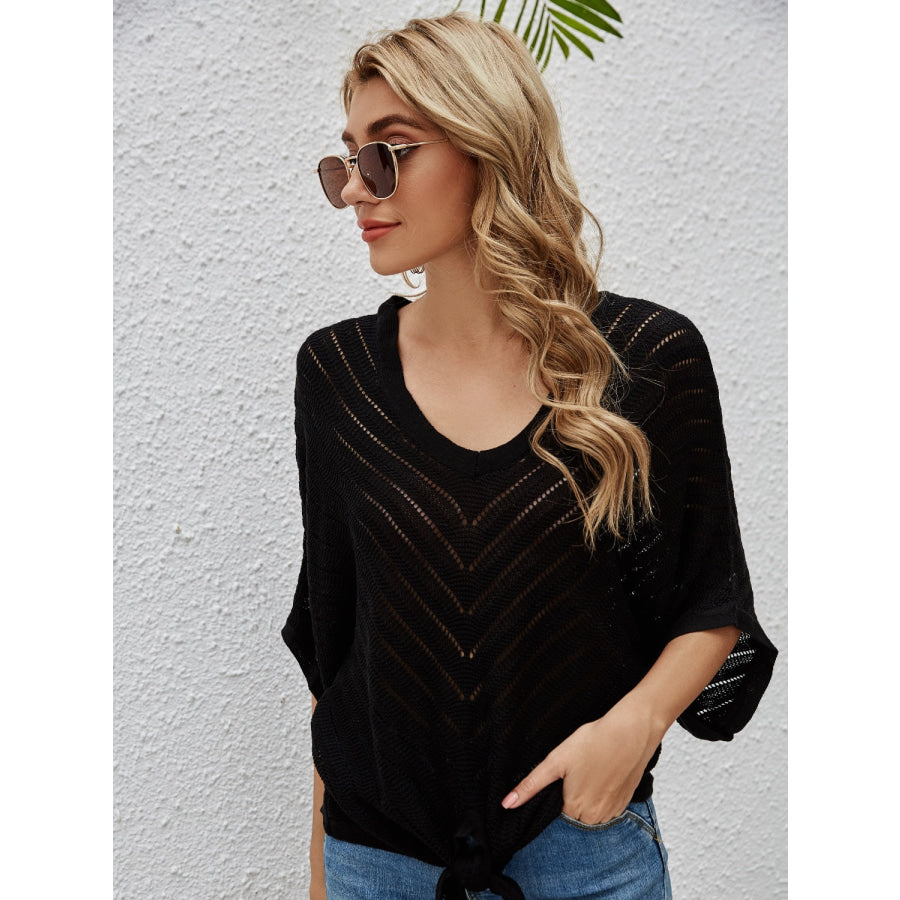 Openwork Batwing Sleeve Cover - Up Apparel and Accessories