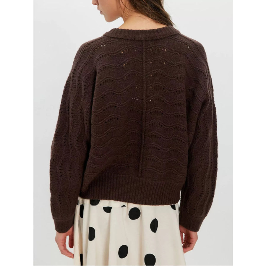 Openwork Button-Down Knit Cardigan Apparel and Accessories