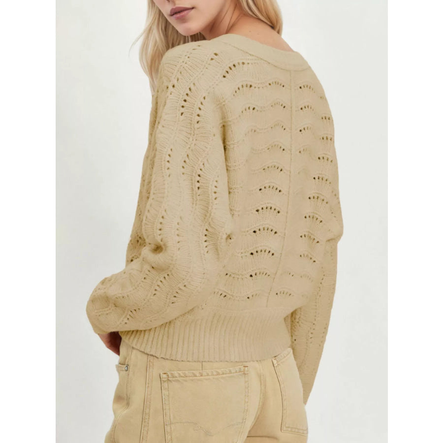Openwork Button-Down Knit Cardigan Apparel and Accessories