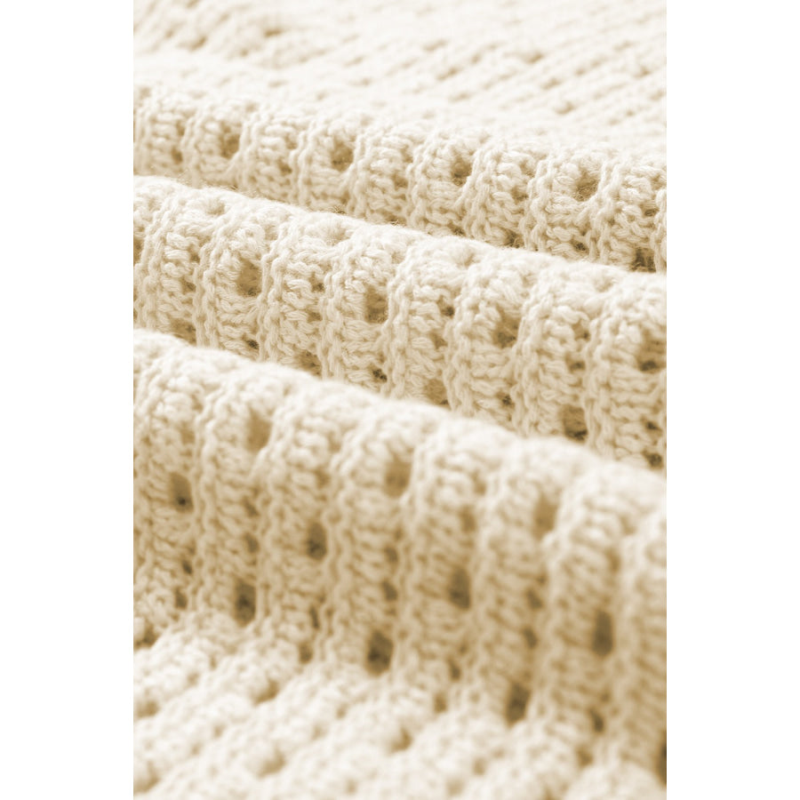 Openwork Color Block Long Sleeve Knit Top Apparel and Accessories
