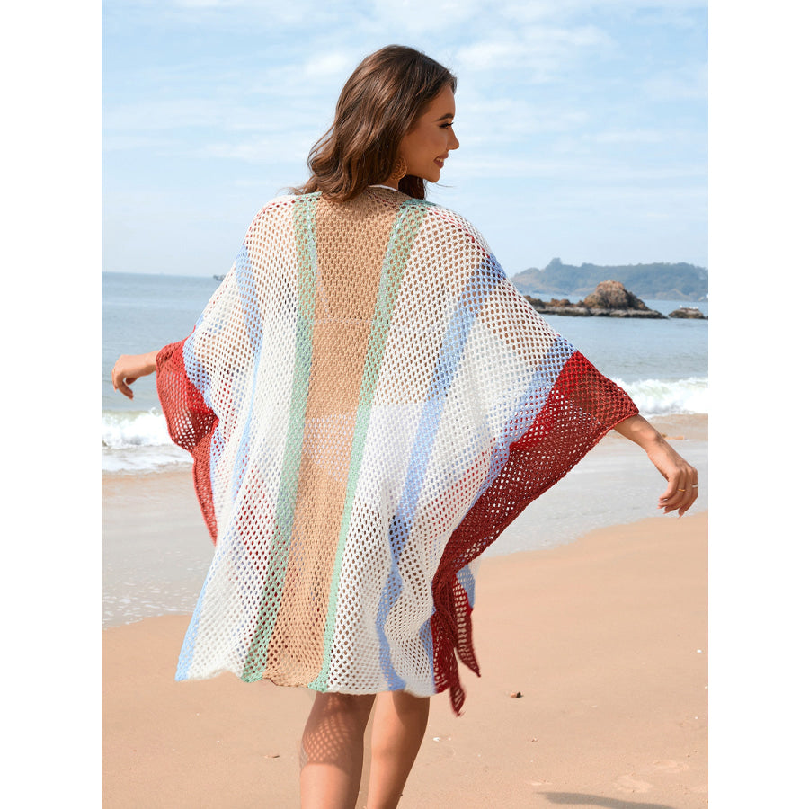Openwork Color Block Plunge Cover - Up Apparel and Accessories