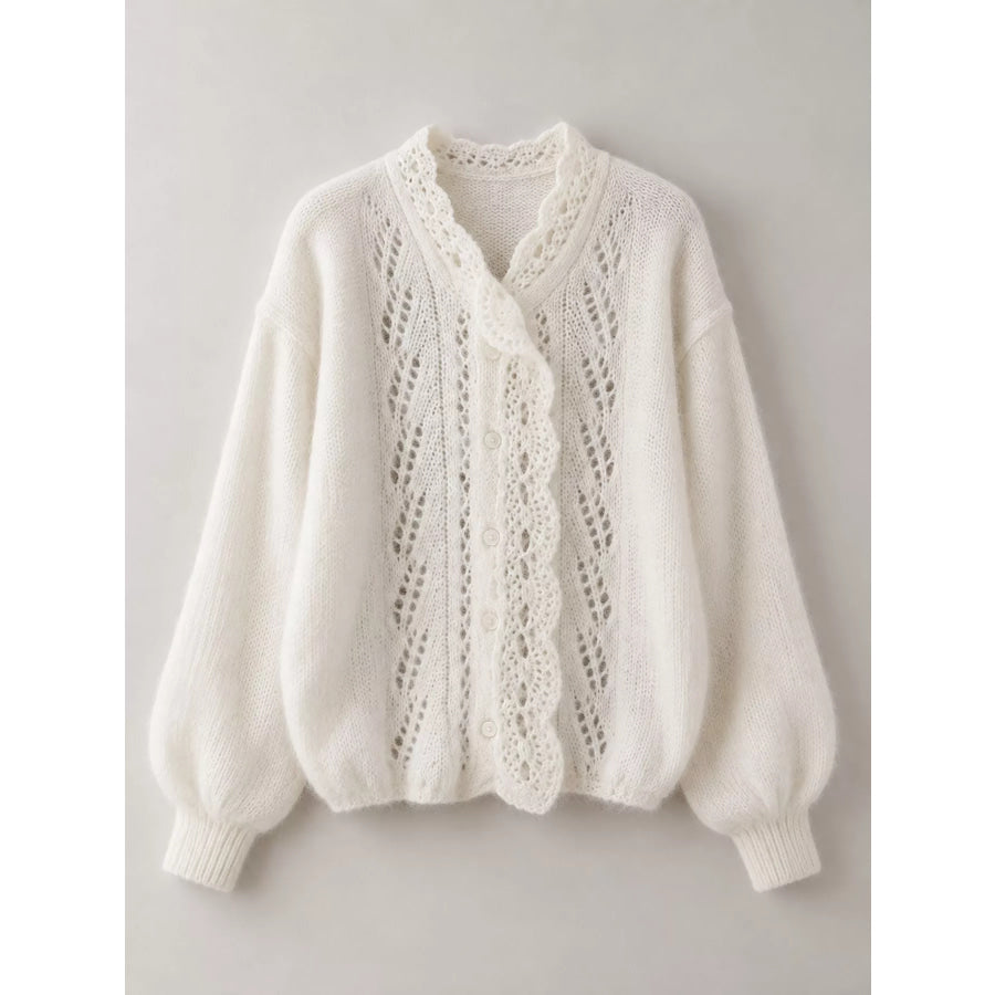 Openwork Dropped Shoulder Cardigan Apparel and Accessories