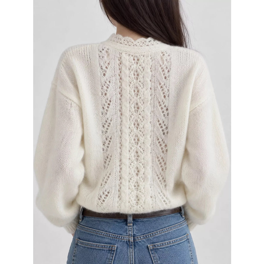 Openwork Dropped Shoulder Cardigan Apparel and Accessories