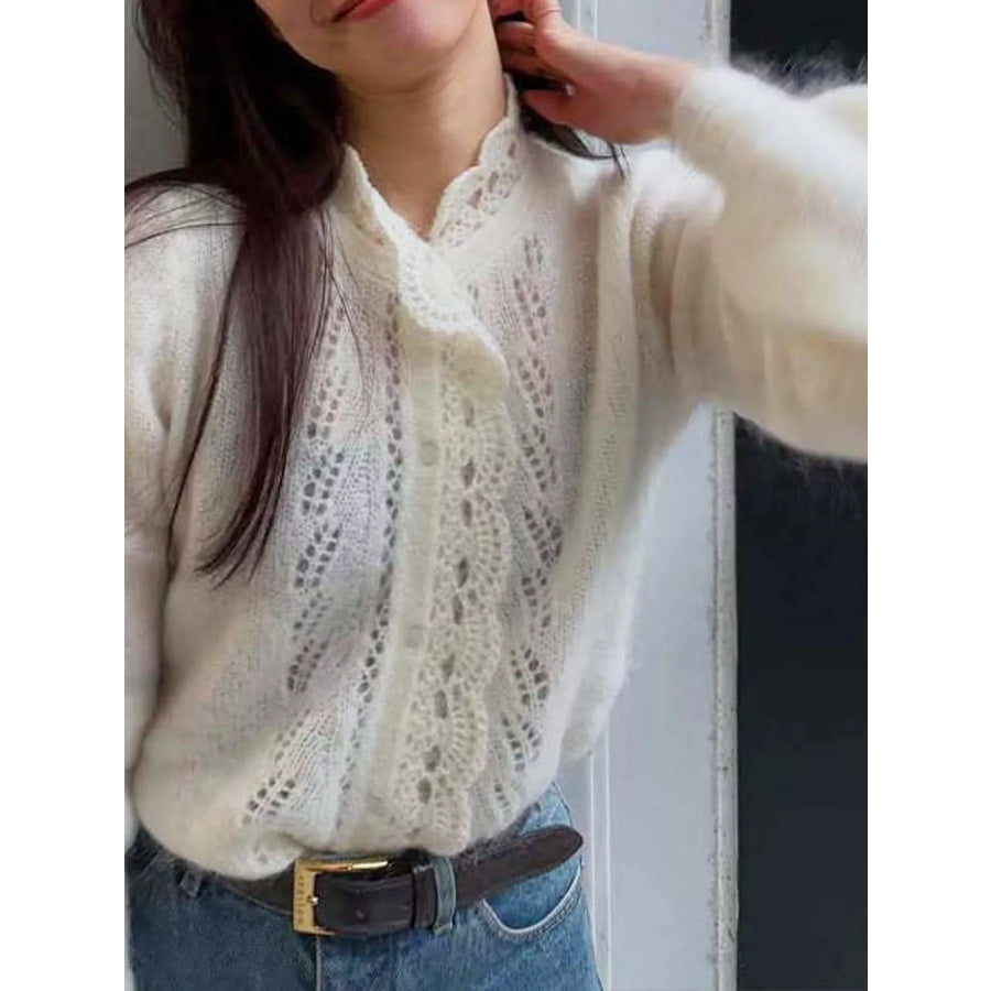 Openwork Dropped Shoulder Cardigan Apparel and Accessories