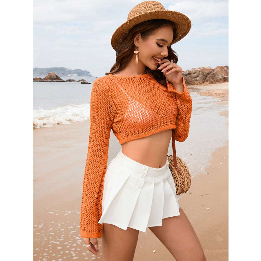 Openwork Long Sleeve Cover - Up Apparel and Accessories