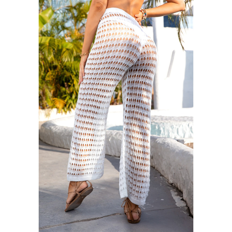 Openwork Mid - Rise Waist Swim Pants Apparel and Accessories
