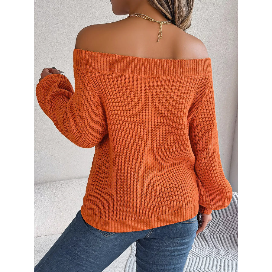 Openwork Off-Shoulder Sweater Apparel and Accessories