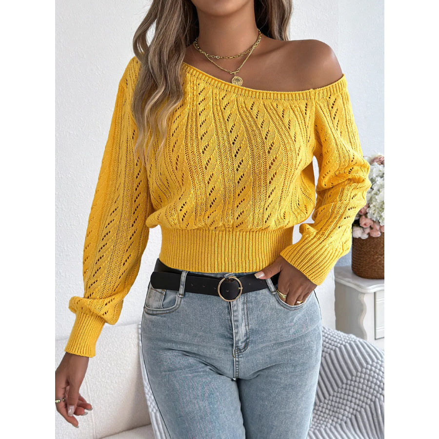 Openwork One Shoulder Sweater Apparel and Accessories