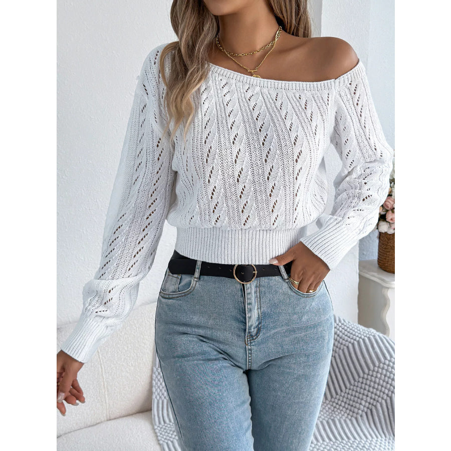 Openwork One Shoulder Sweater Apparel and Accessories