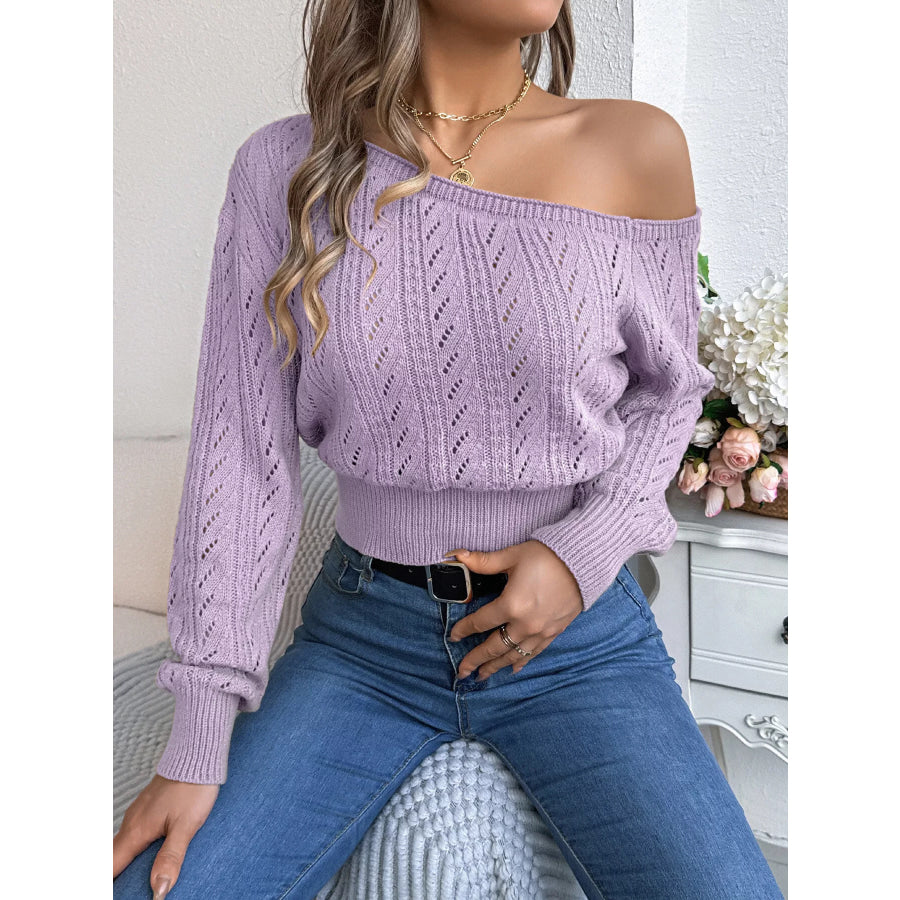 Openwork One Shoulder Sweater Apparel and Accessories