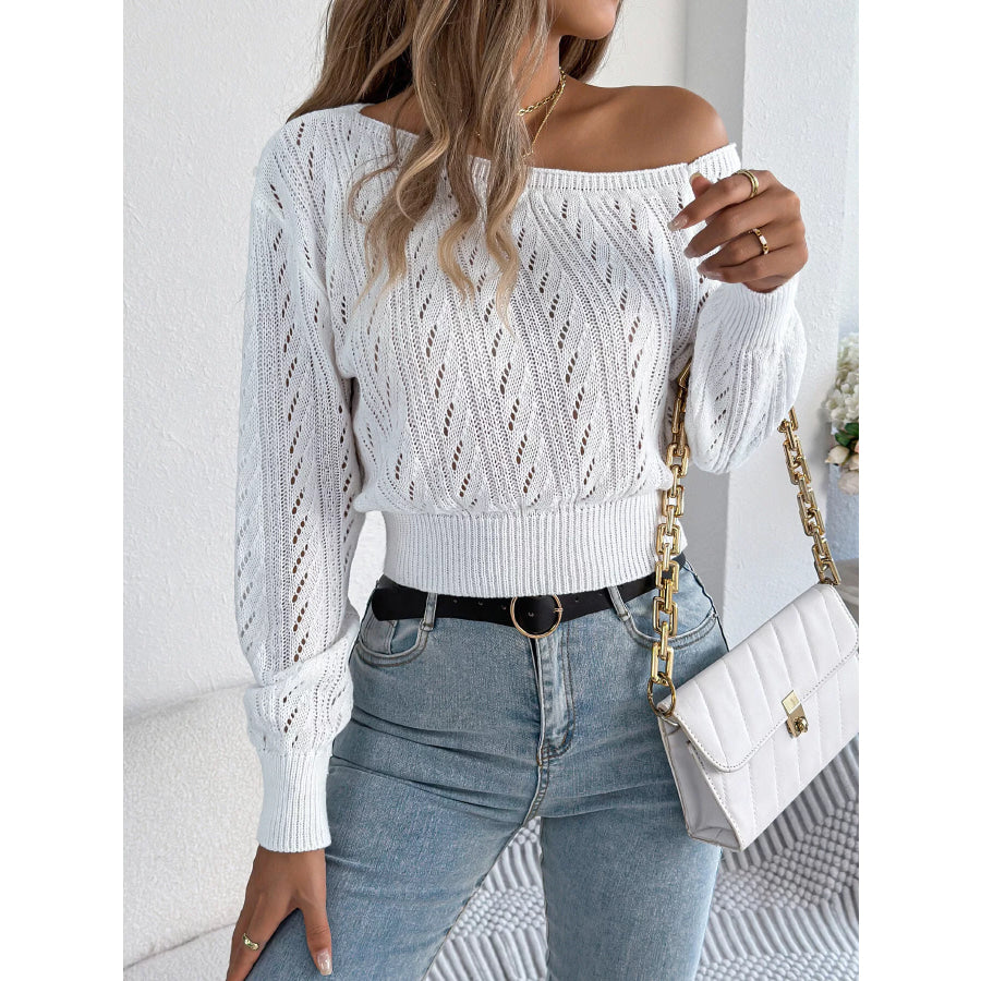 Openwork One Shoulder Sweater Apparel and Accessories