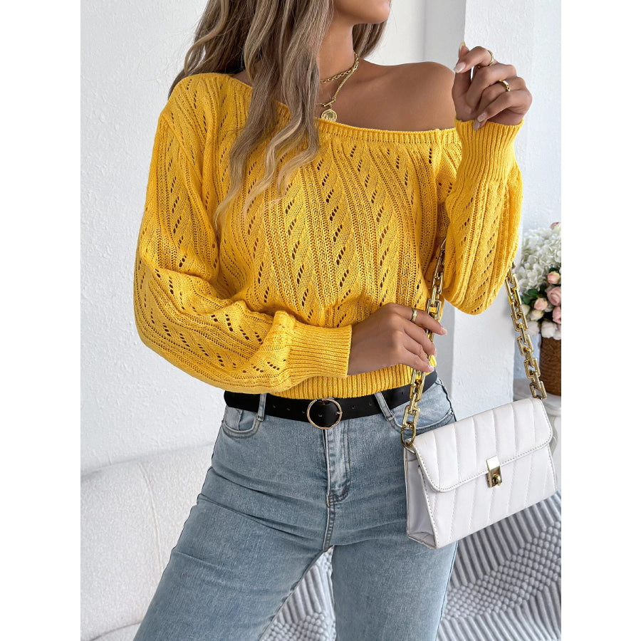 Openwork One Shoulder Sweater Apparel and Accessories