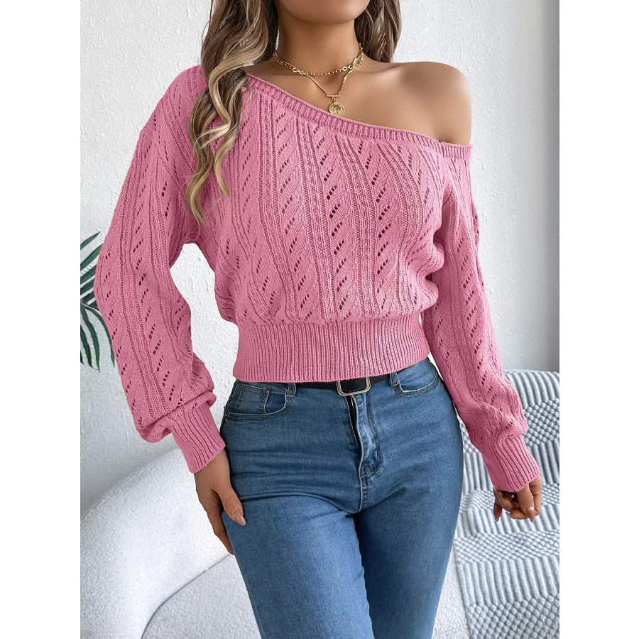 Openwork One Shoulder Sweater Apparel and Accessories