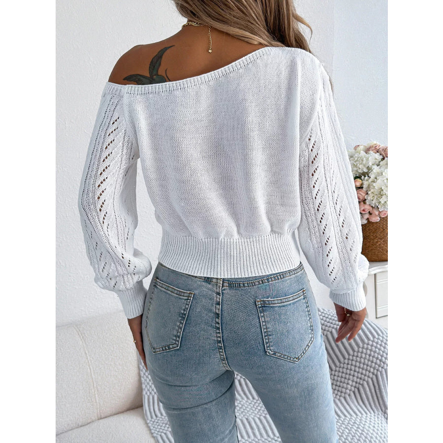 Openwork One Shoulder Sweater Apparel and Accessories