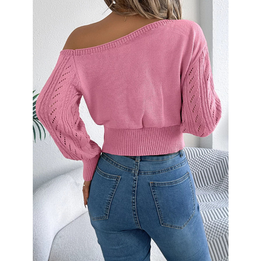 Openwork One Shoulder Sweater Apparel and Accessories