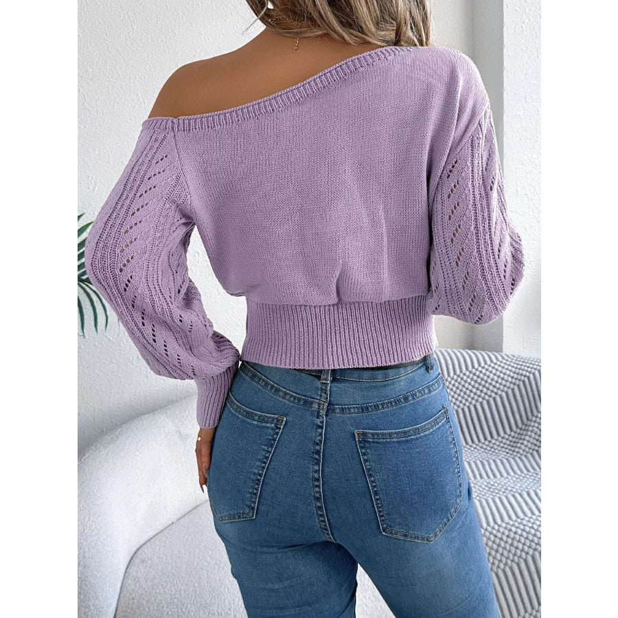 Openwork One Shoulder Sweater Apparel and Accessories