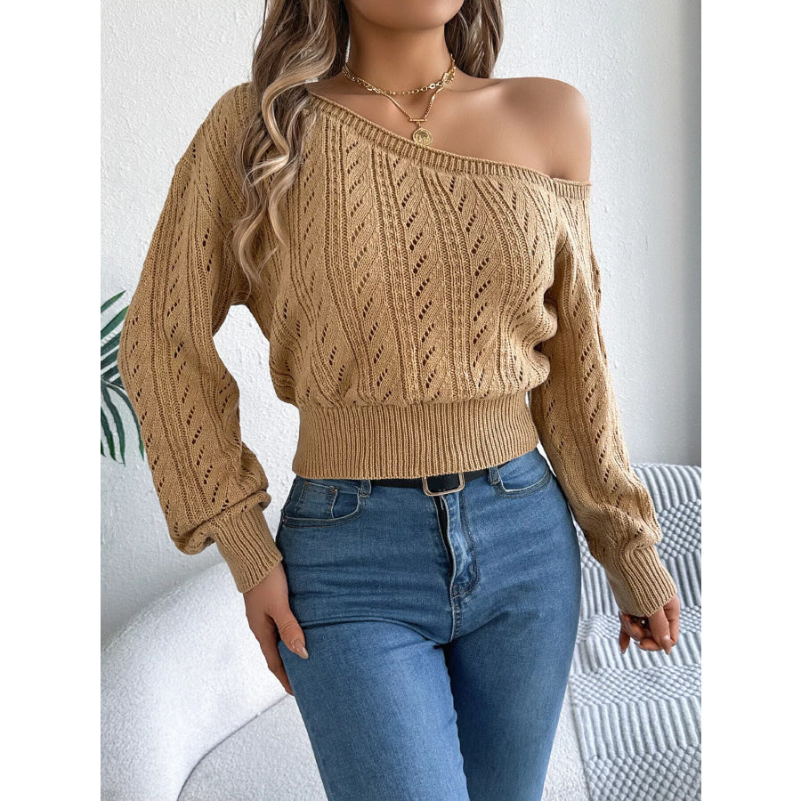 Openwork One Shoulder Sweater Apparel and Accessories
