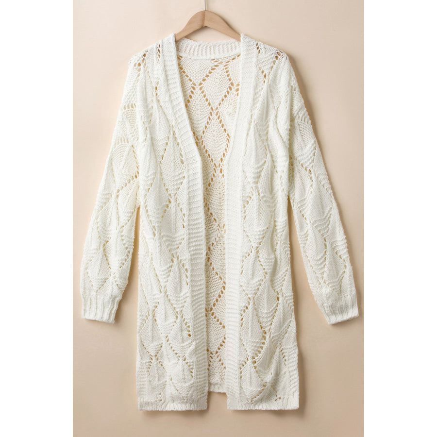 Openwork Open Front Dropped Shoulder Cardigan Apparel and Accessories