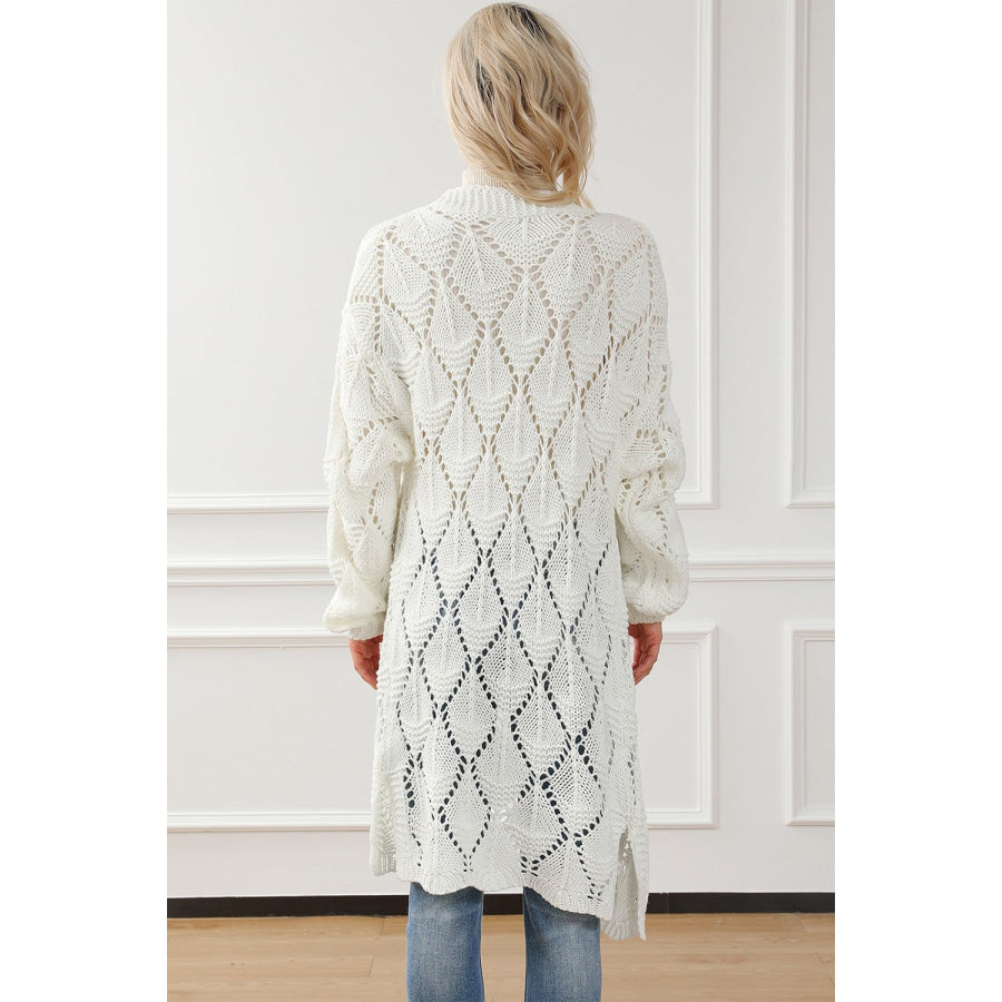 Openwork Open Front Dropped Shoulder Cardigan Apparel and Accessories