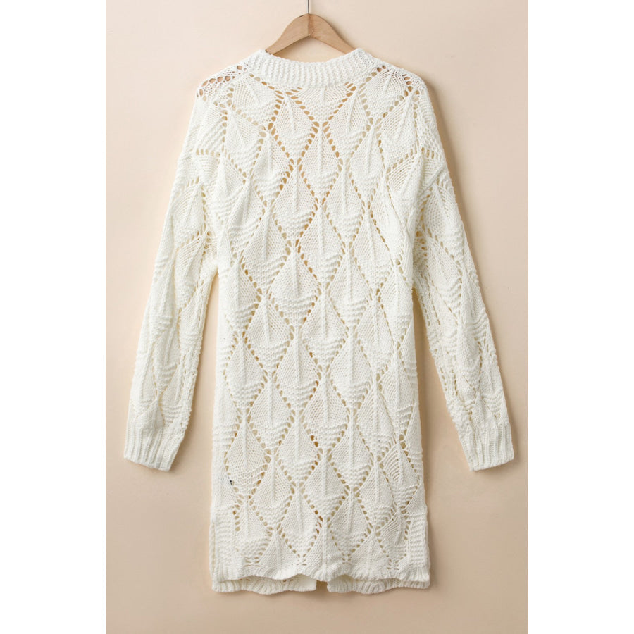 Openwork Open Front Dropped Shoulder Cardigan Apparel and Accessories