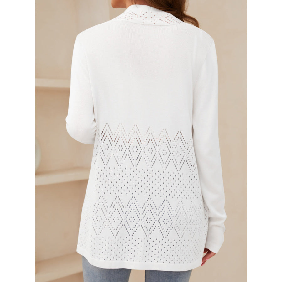 Openwork Open Front Long Sleeve Cardigan Apparel and Accessories