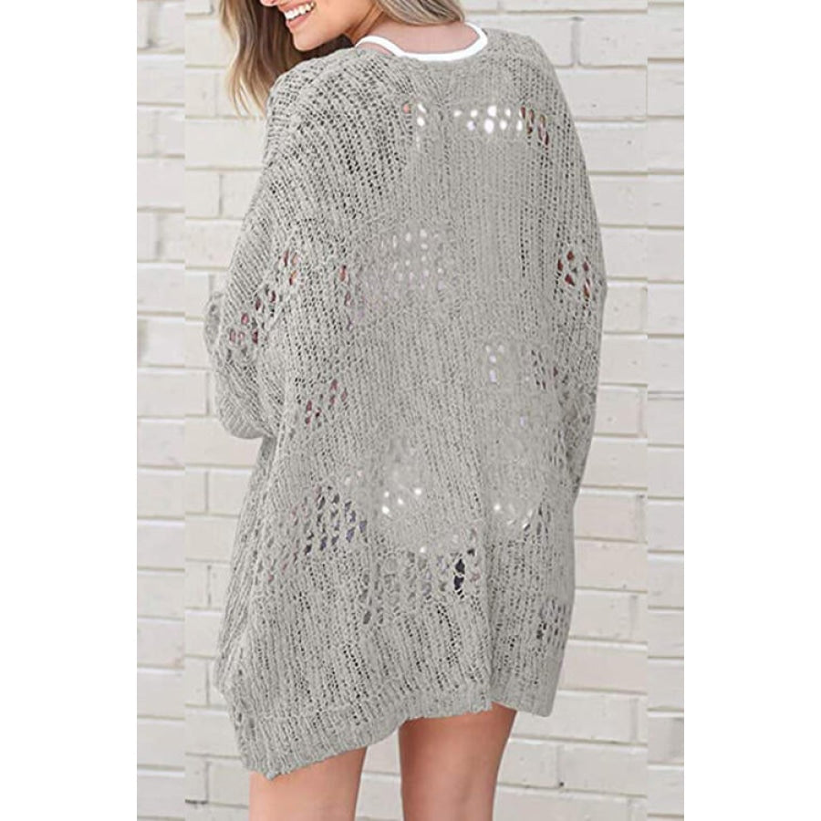 Openwork Open Front Long Sleeve Cardigan