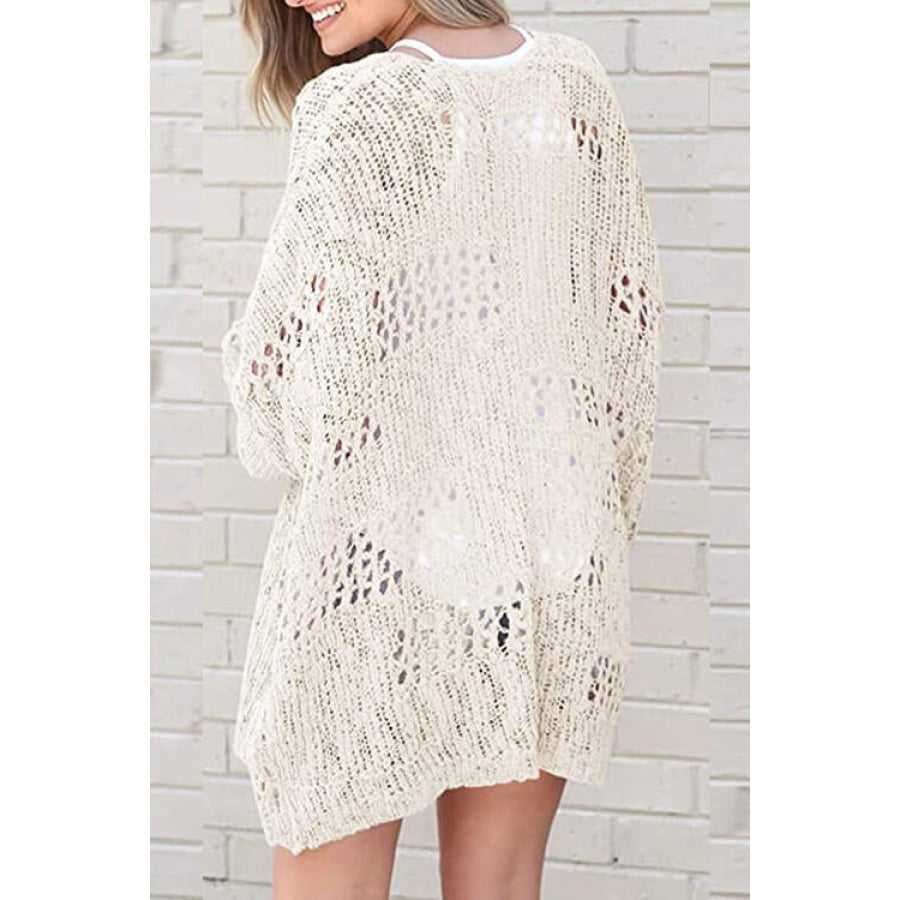 Openwork Open Front Long Sleeve Cardigan