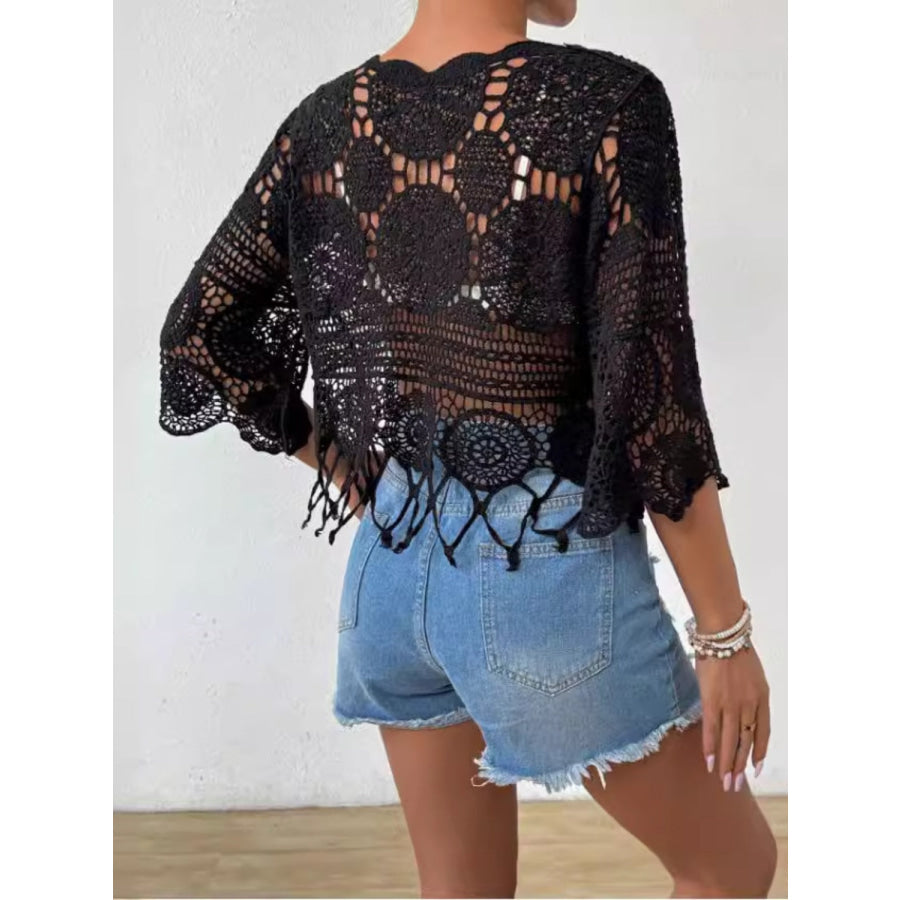 Openwork Round Neck Cover-Up Apparel and Accessories