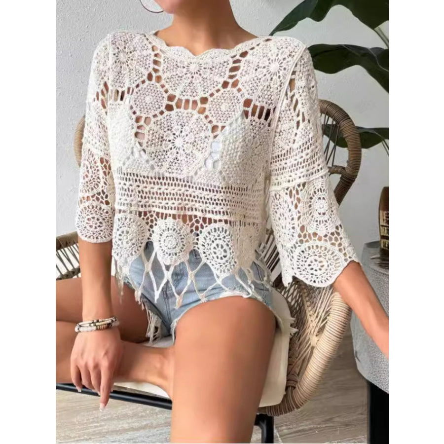 Openwork Round Neck Cover-Up Apparel and Accessories