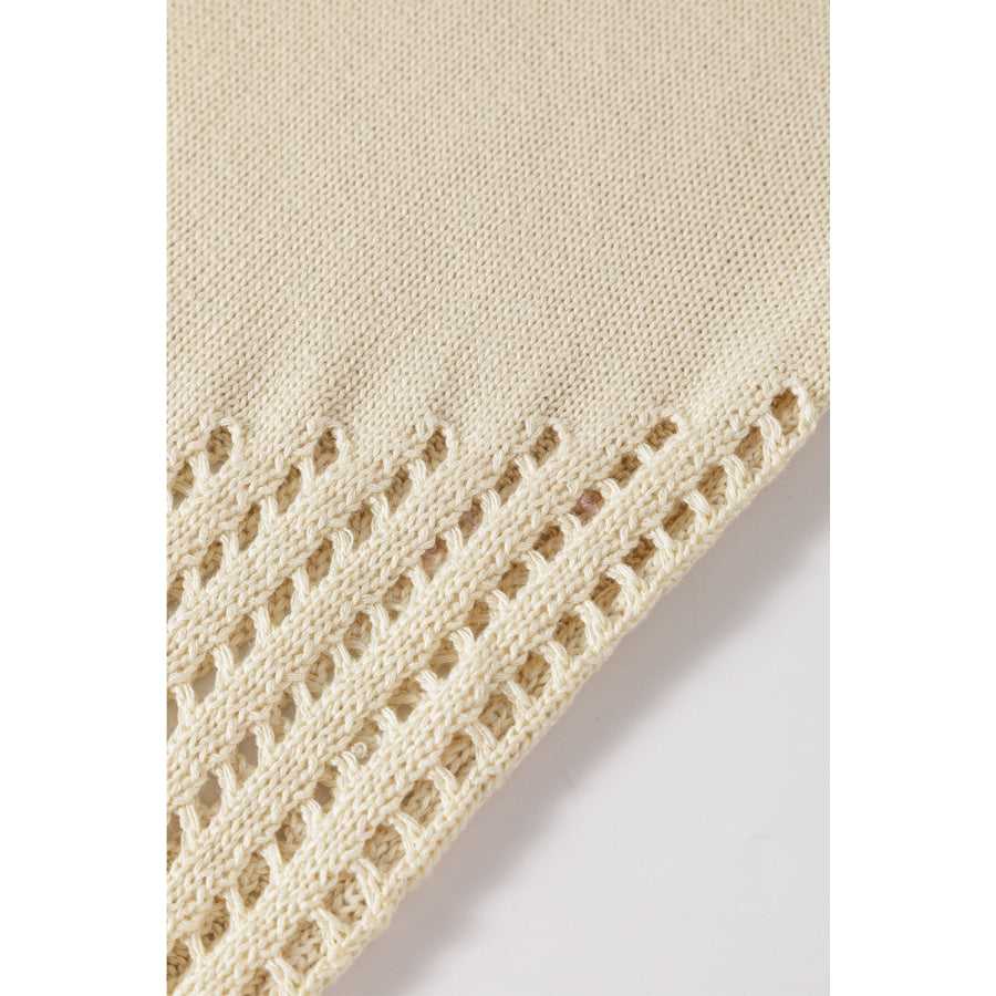Openwork Round Neck Knit Vest Apparel and Accessories
