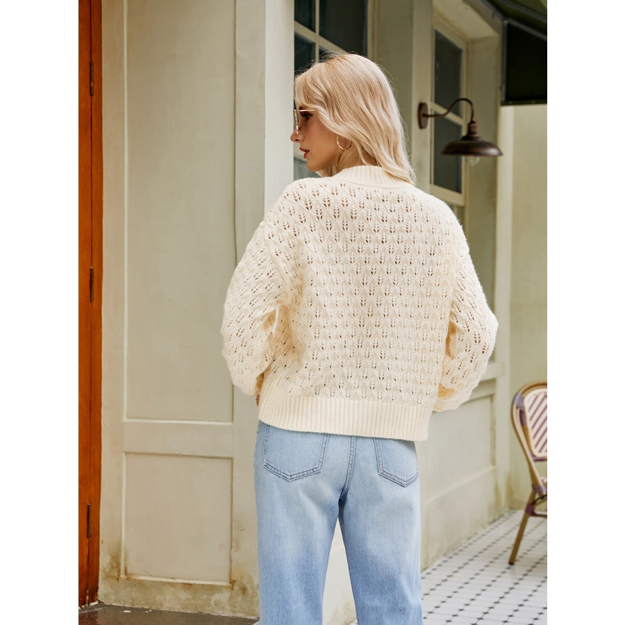 Openwork Round Neck Sweater