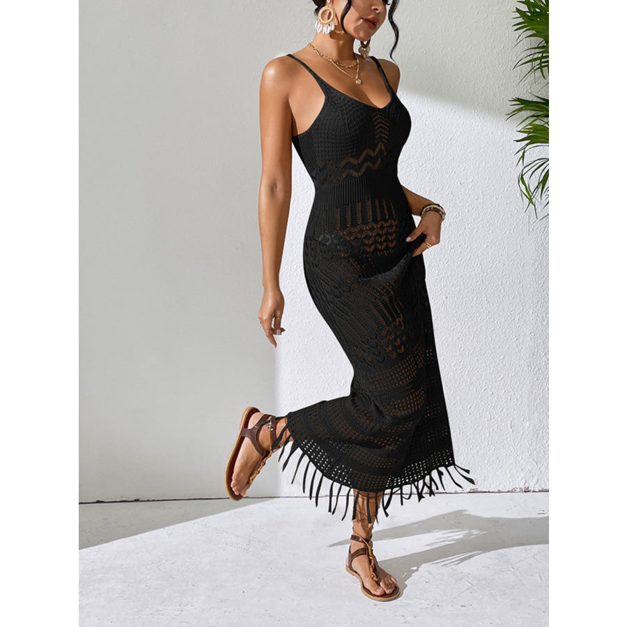 Openwork Scoop Neck Cover-Up Dress Apparel and Accessories