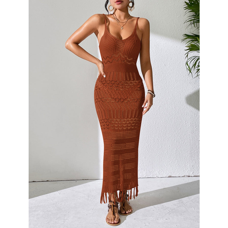 Openwork Scoop Neck Cover-Up Dress Apparel and Accessories