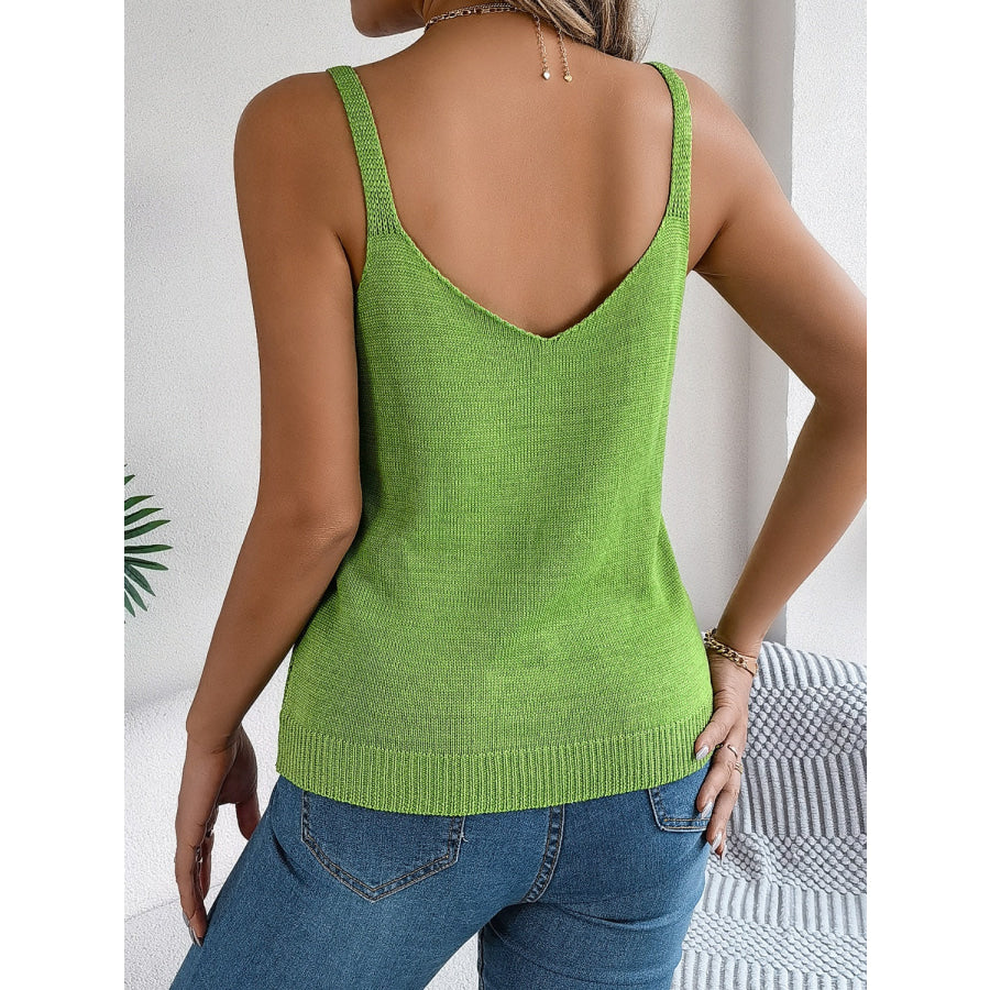 Openwork Scoop Neck Knit Vest Apparel and Accessories