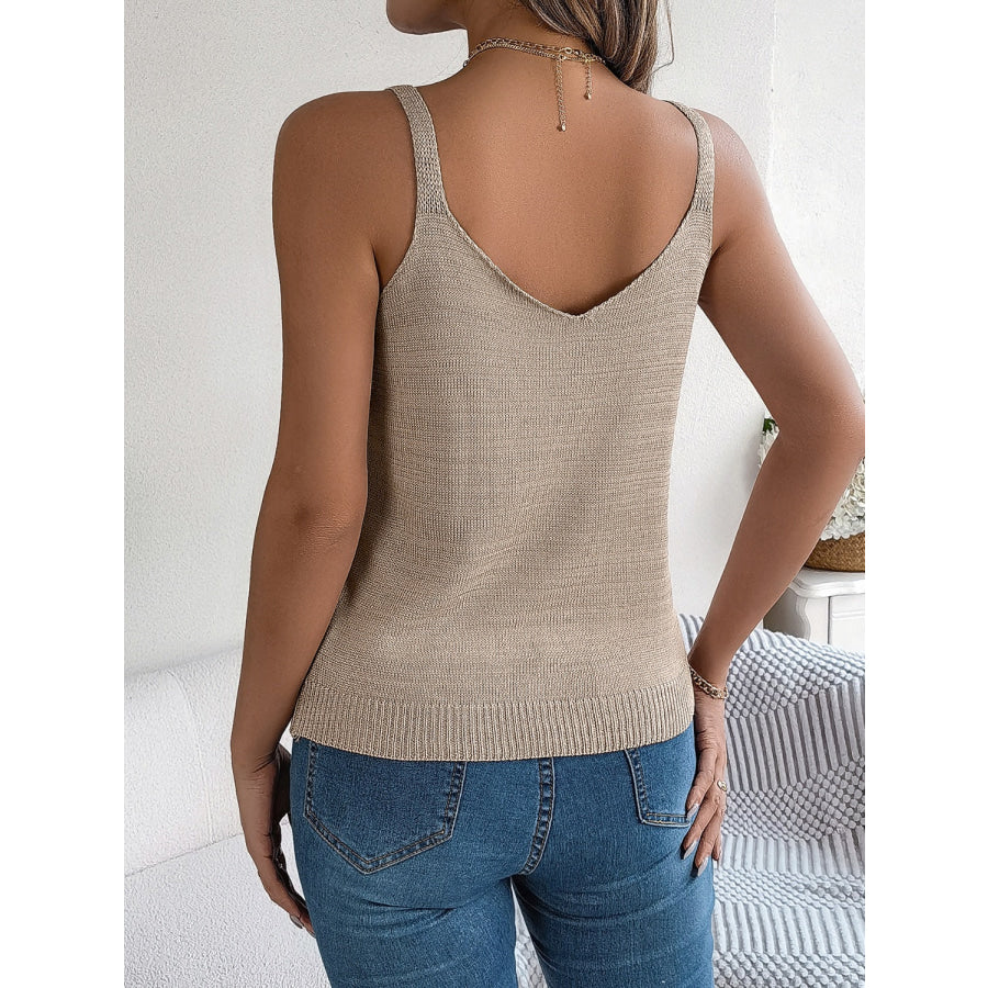 Openwork Scoop Neck Knit Vest Apparel and Accessories