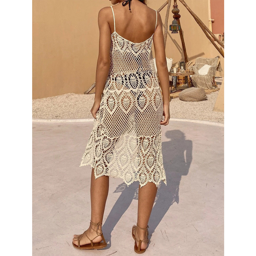 Openwork Scoop Neck Spaghetti Strap Cover-Up Dress Apparel and Accessories