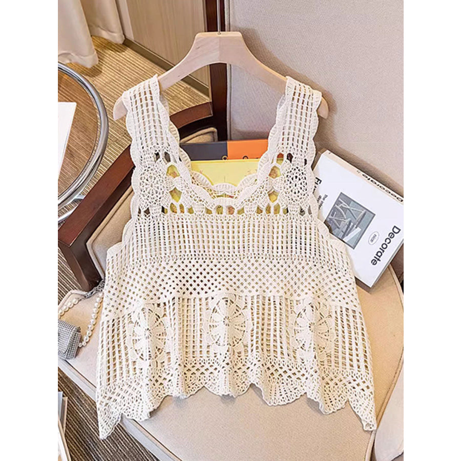 Openwork Scoop Neck Tank Apparel and Accessories