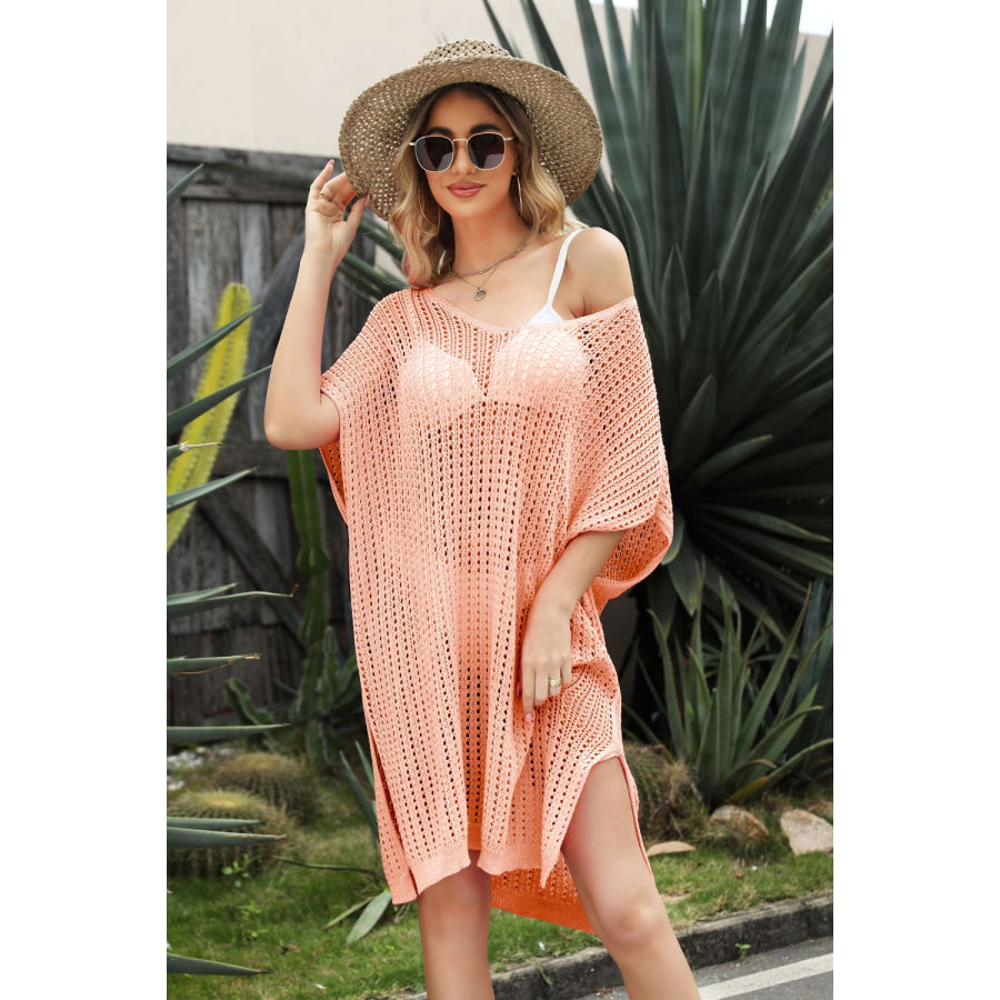 Openwork Side Slit Cover-Up Dress Apparel and Accessories