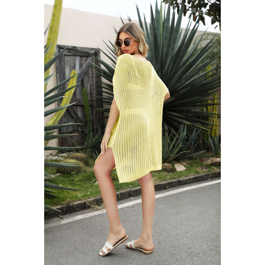 Openwork Side Slit Cover-Up Dress Apparel and Accessories
