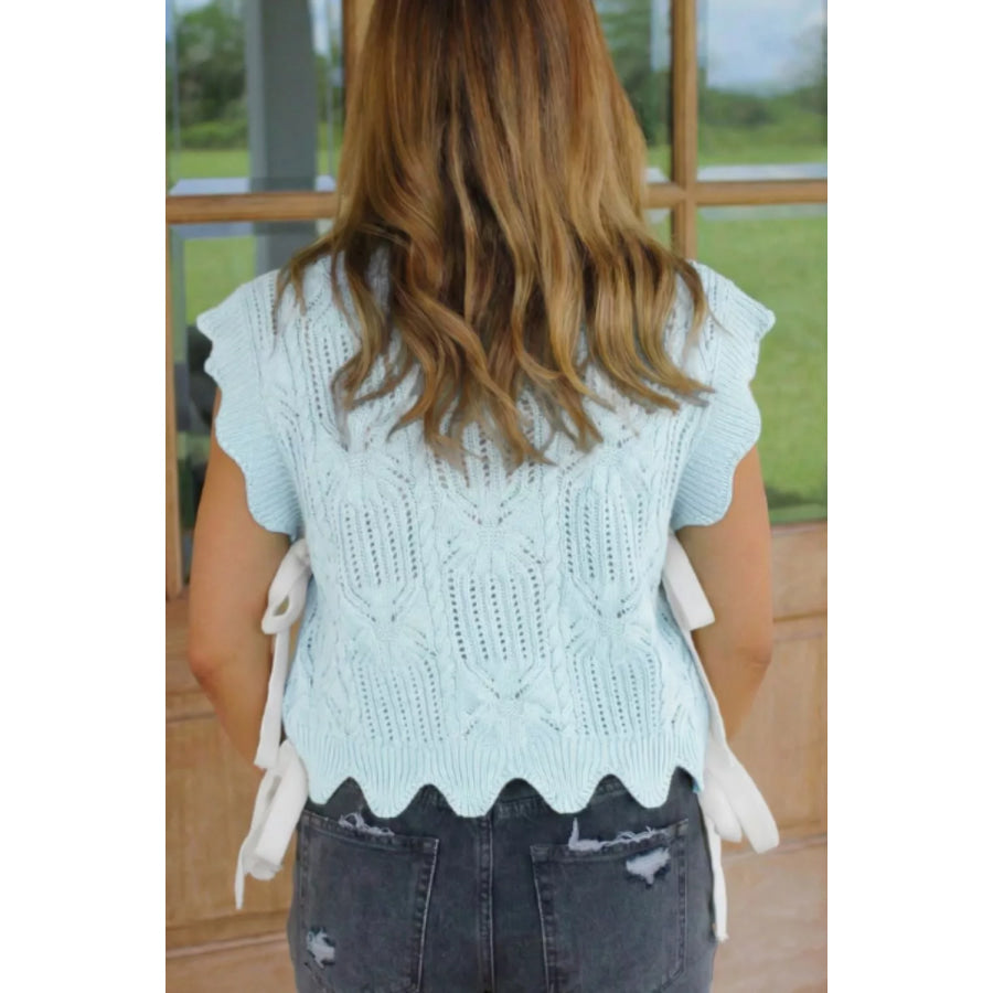 Openwork Side Tie Knit Top Apparel and Accessories