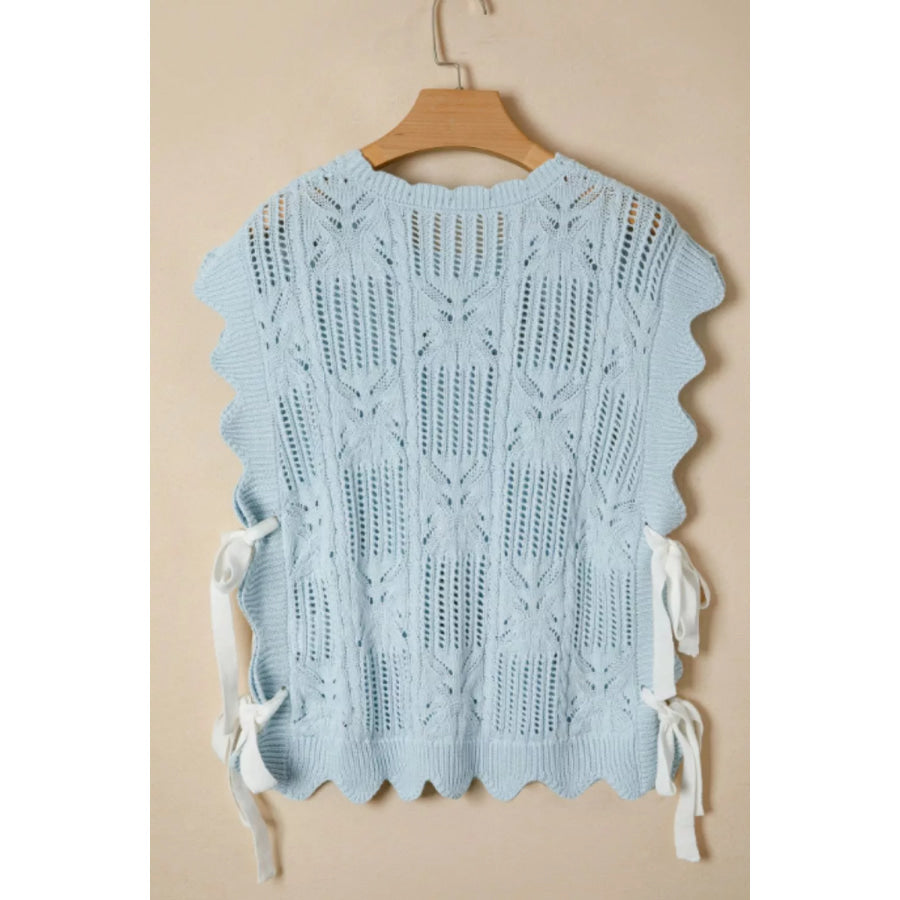 Openwork Side Tie Knit Top Apparel and Accessories