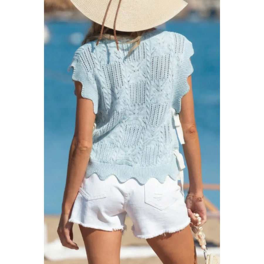 Openwork Side Tie Knit Top Apparel and Accessories