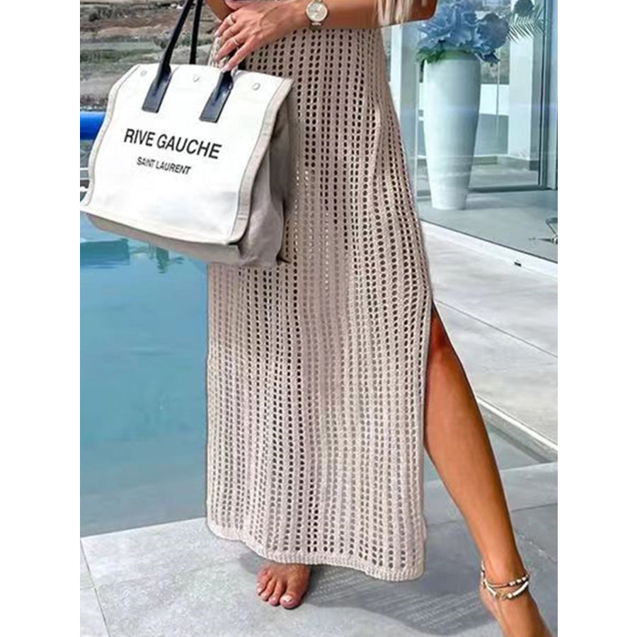 Openwork Slit Cutout Wide Strap Dress Apparel and Accessories