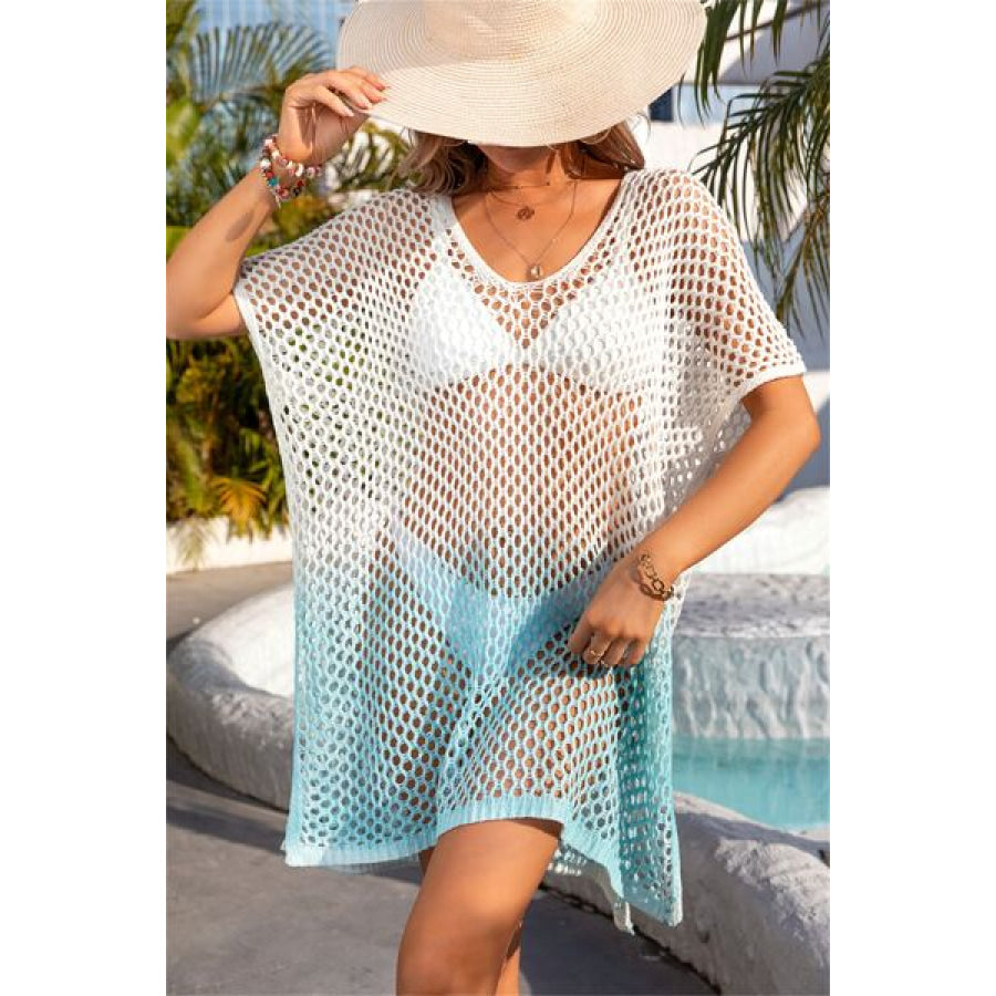 Openwork Slit Gradient Scoop Neck Cover Up Apparel and Accessories