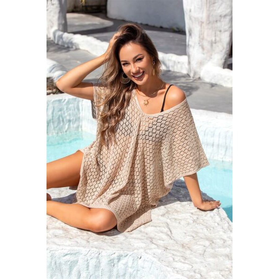Openwork Slit Scoop Neck Cover Up Apparel and Accessories